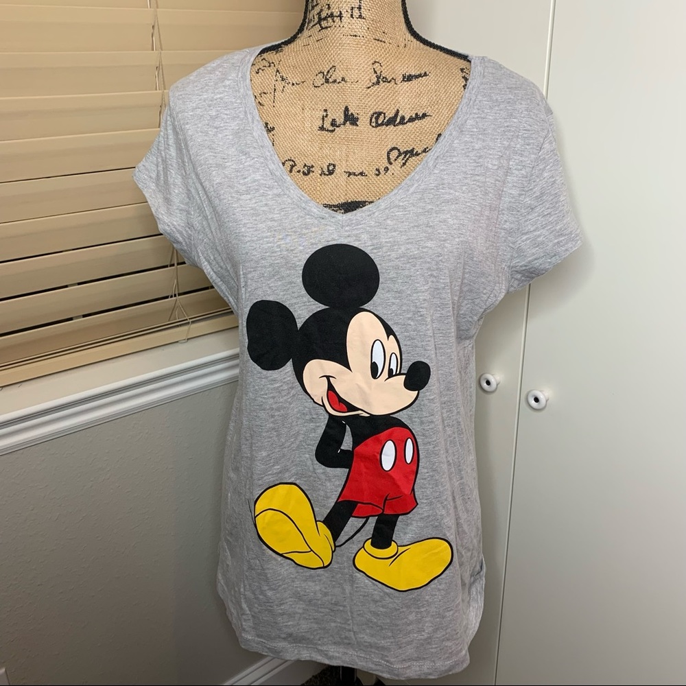 Disney Mickey Mouse Two-Sided Graphic V-Neck T-Shirt
